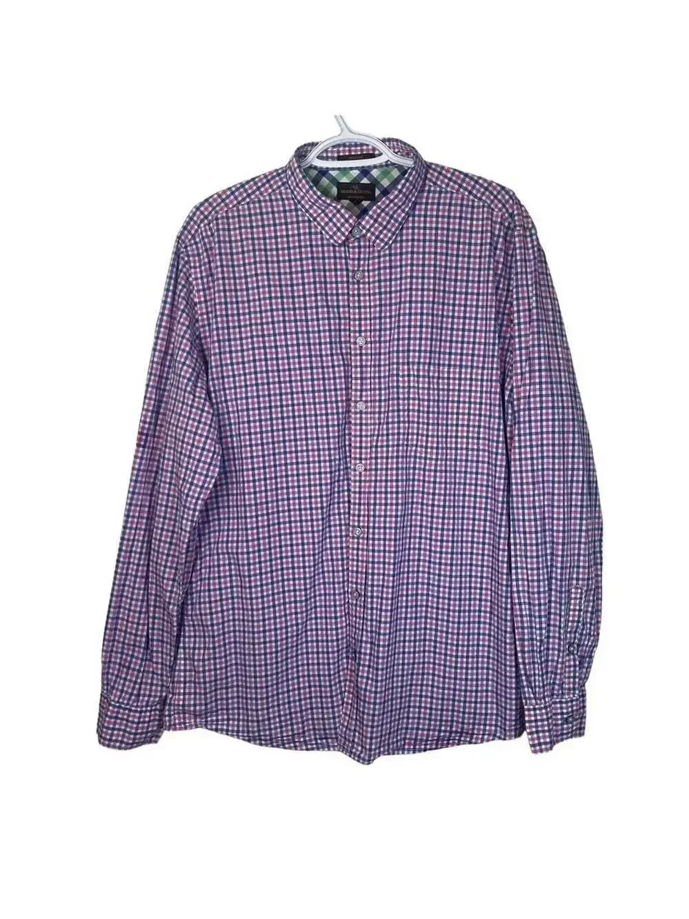 RODD & GUNN Sports Fit Pink Blue Gingham Checked Button Down Dress Shirt XL